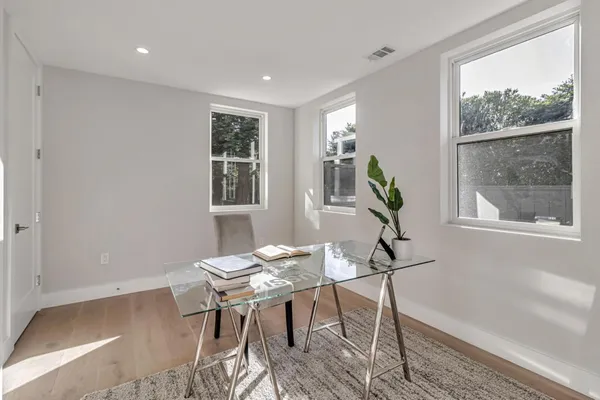 a view of a back yard with green space