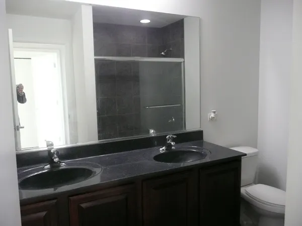 a bathroom with a bathtub