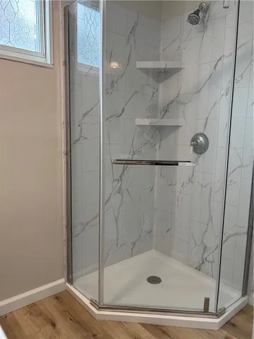 a bathroom with a shower