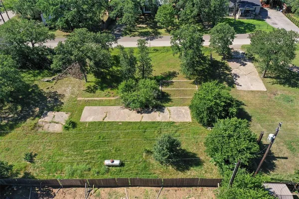 an aerial view of a garden