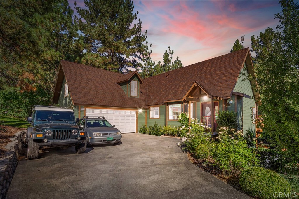 a car parked in front of a house