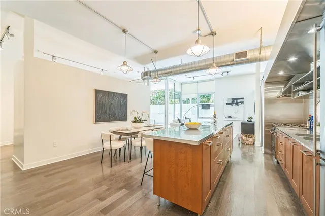 a kitchen with lots of counter top space
