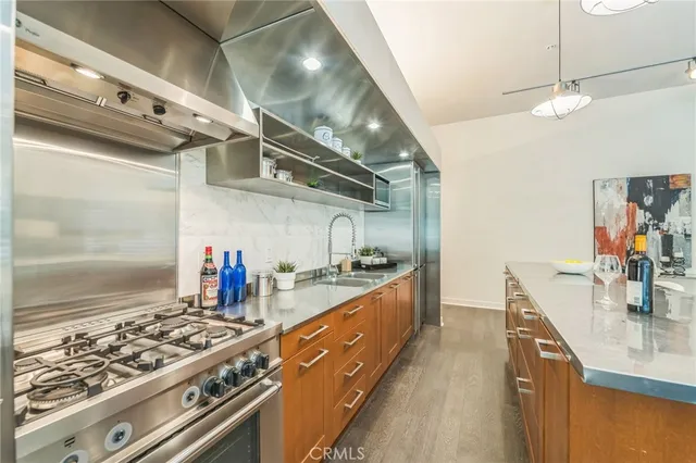 a kitchen with lots of counter top space