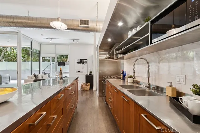a kitchen with lots of counter space