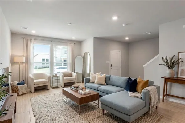 a living room with furniture