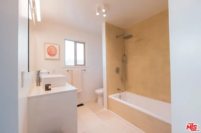 a bathroom with a bathtub