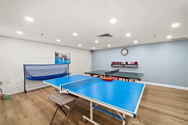 a room with table table tennis table