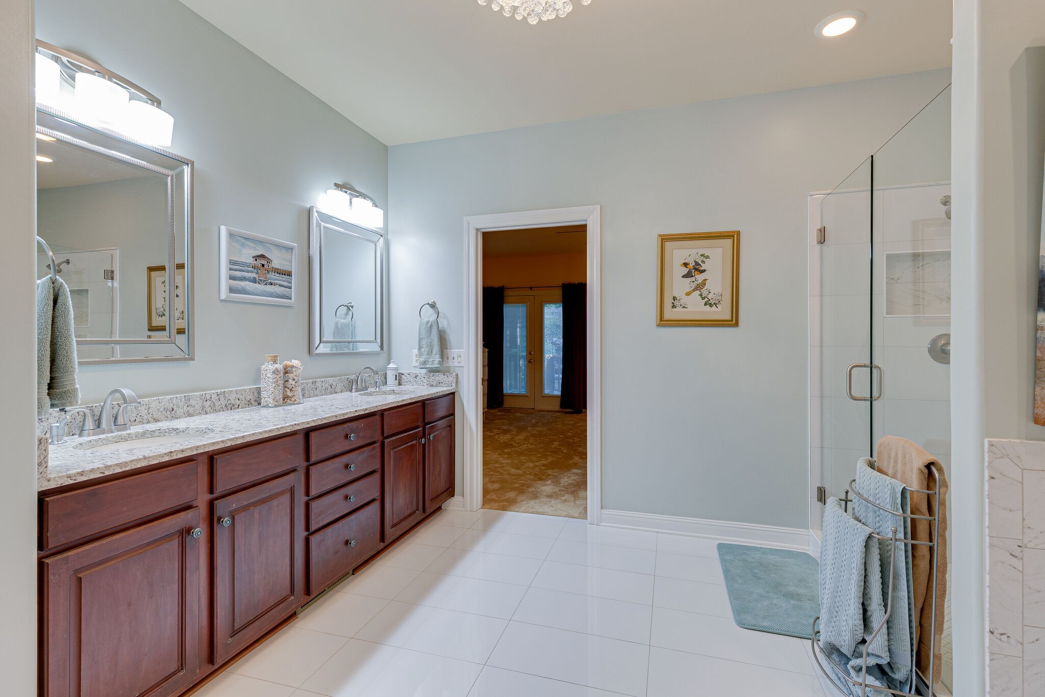 1457 Center Star Road Columbia, TN 38401 - Photo 32 of 45 a bathroom with a granite countertop sink mirror and a