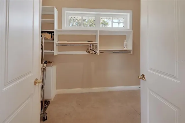 a view of a swimming pool with a yard and trees