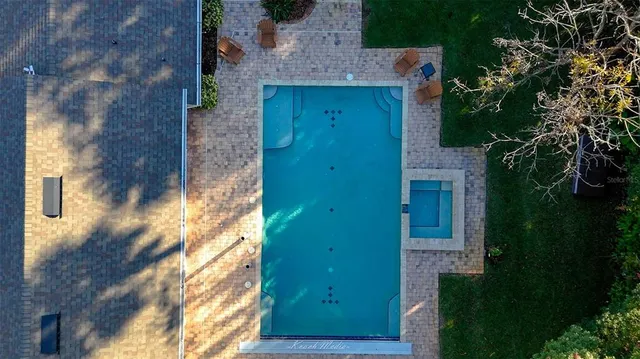 an aerial view of a house
