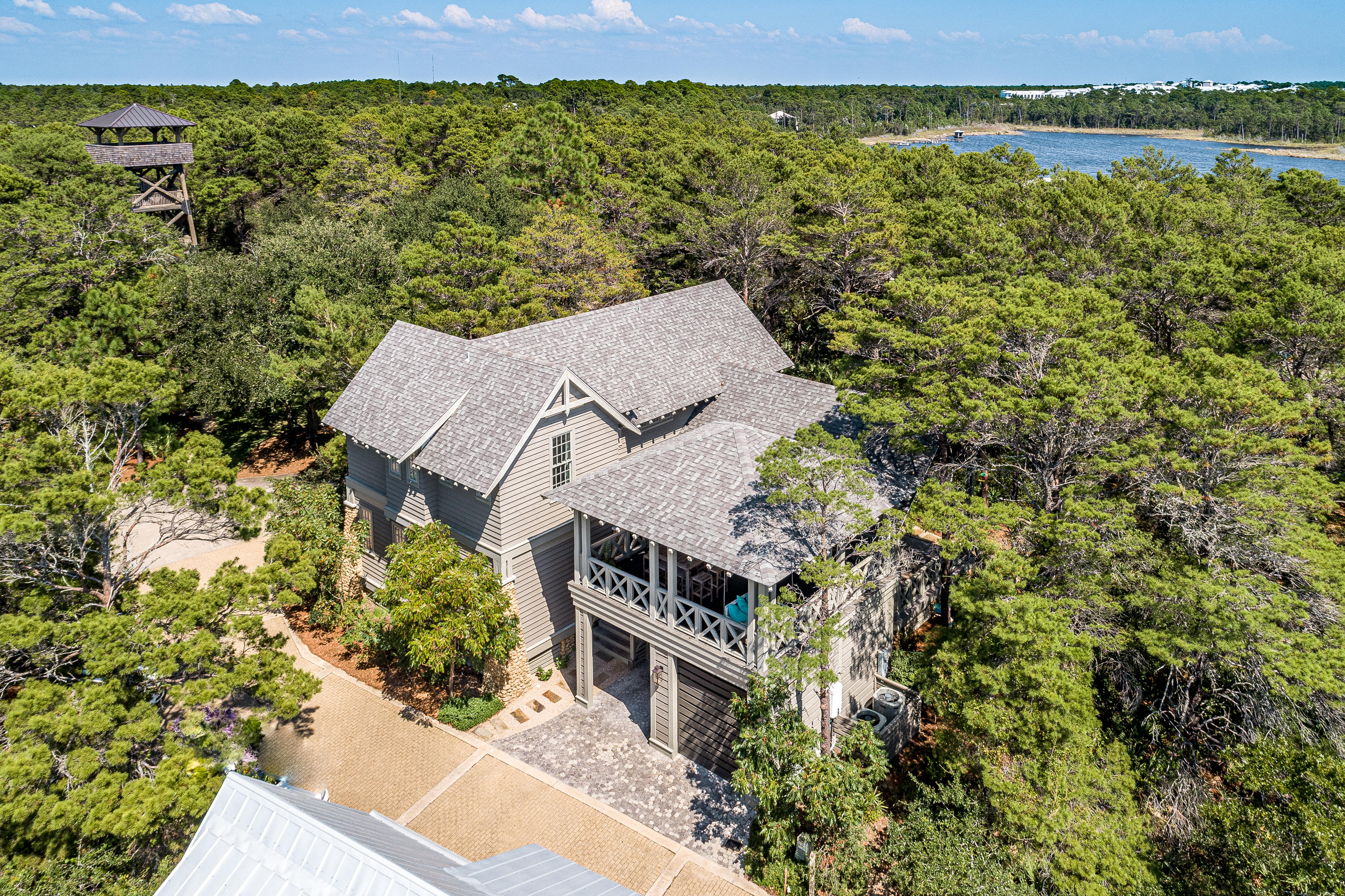 53 Cedar Post Road Santa Rosa Beach, FL 32459 - Photo 22 of 37 an aerial view of a house with a lake view