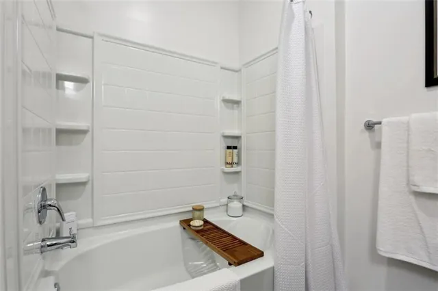 a bathroom with a tub