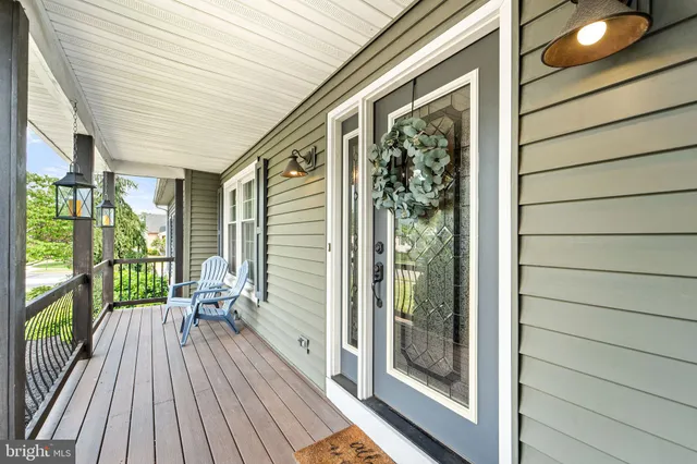a balcony with wooden floor