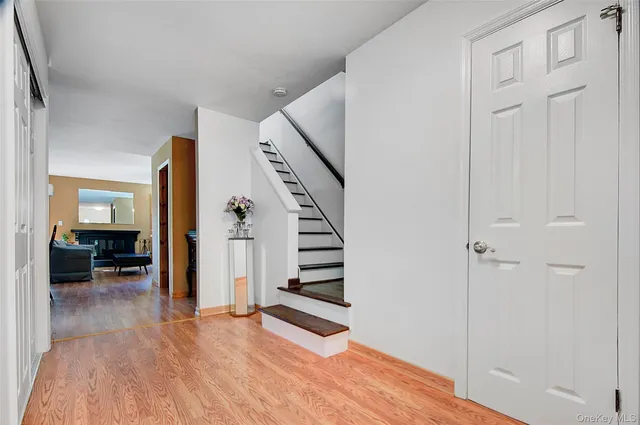 a view of a kitchen from the hallway