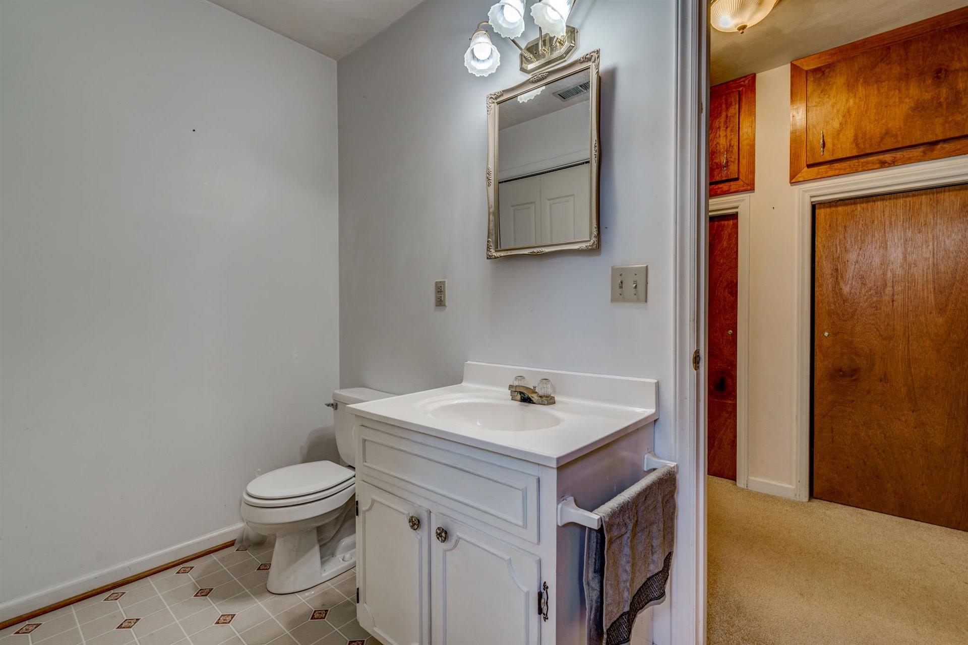 2725 Morgans Mill Road Goodview, VA 24095 - Photo 17 of 49 a bathroom with a sink a toilet and mirror