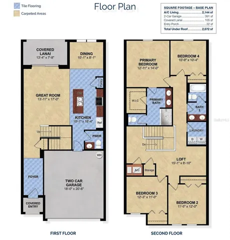 a view of a white house with potted plants and a fountain