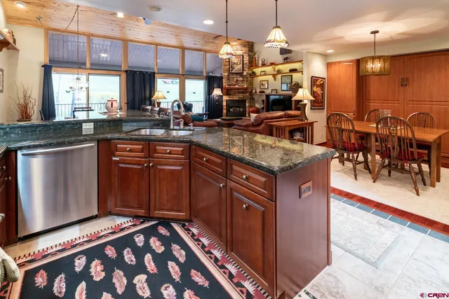 a kitchen with lots of counter top space