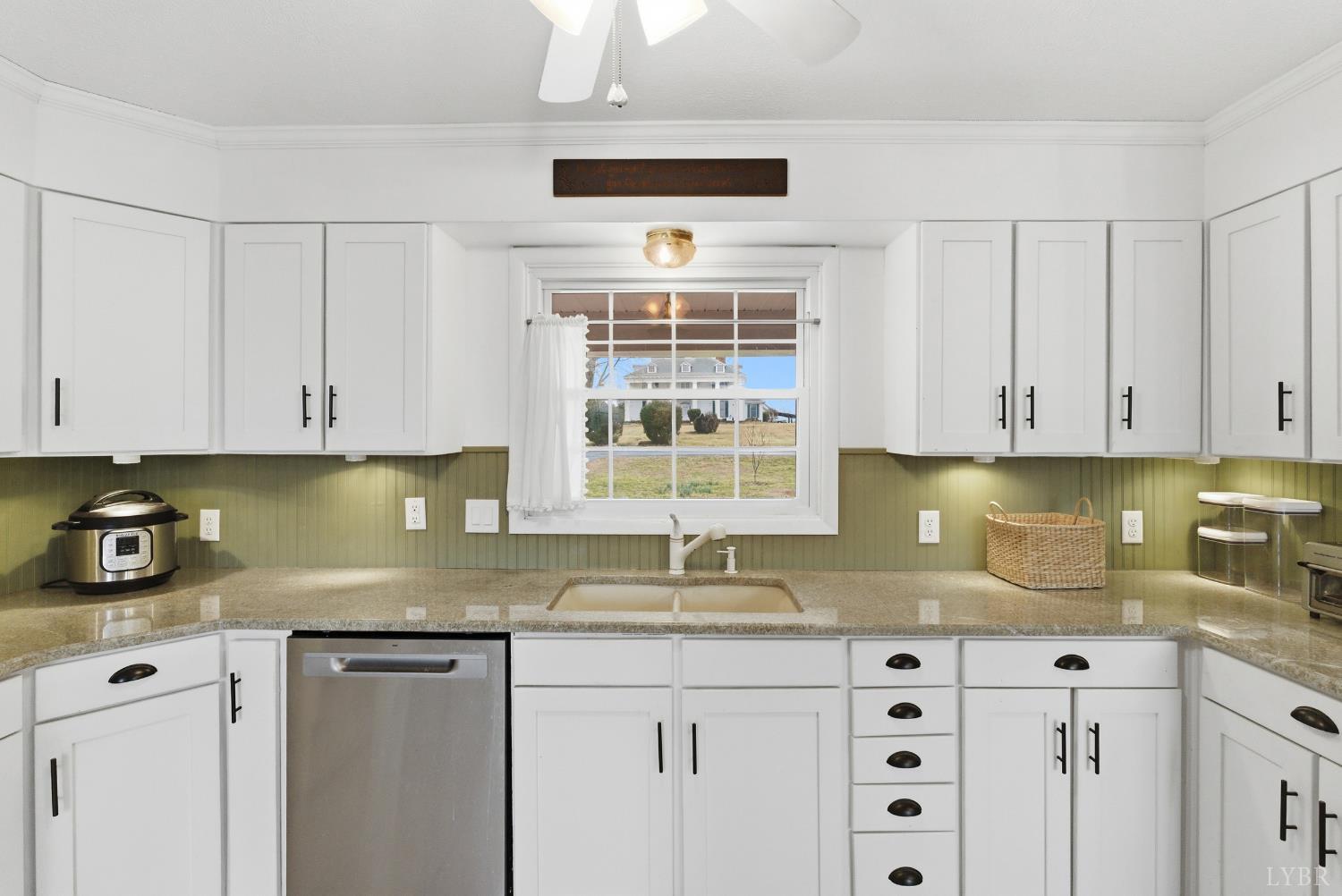 3189 Wildway Road Appomattox, VA 24522 - Photo 10 of 44 a kitchen with granite countertop white cabinets and white appliances