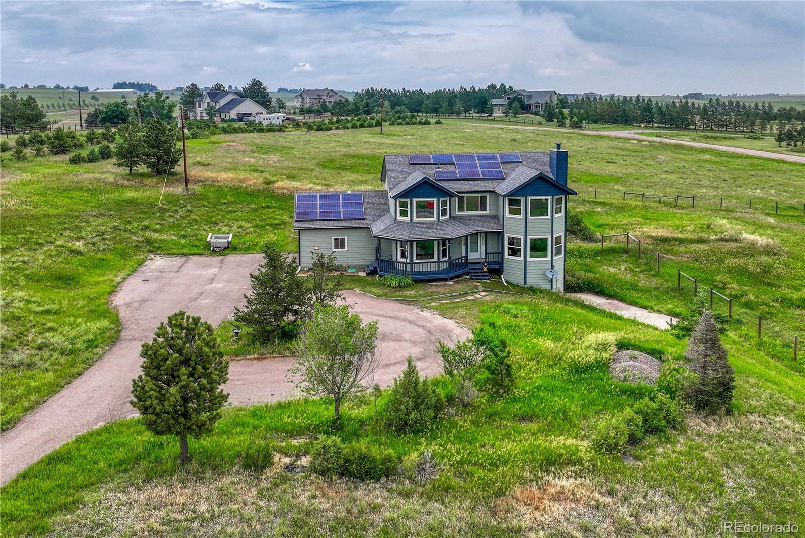 43793 Buckskin Road Parker, CO 80138 - Photo 44 of 50 an aerial view of a house with big garden and lake view
