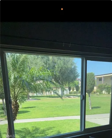 a view of a room with a large trees