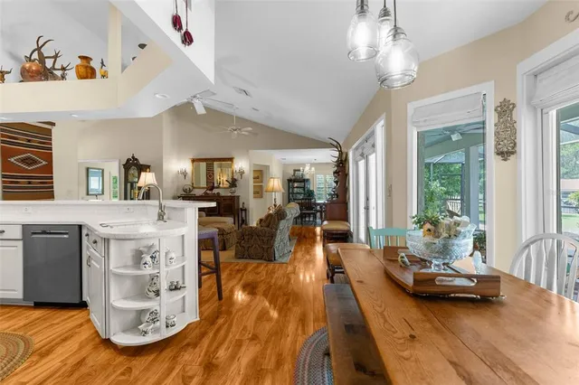 a view of an empty room with wooden walls