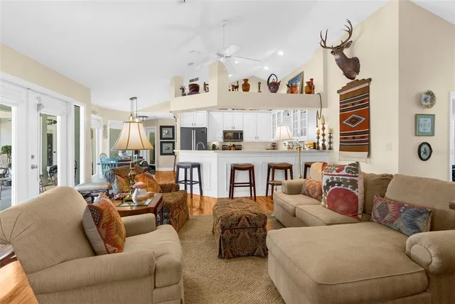 a view of a porch with furniture