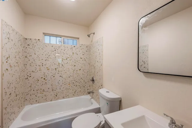 a bathroom with a toilet and a bathtub