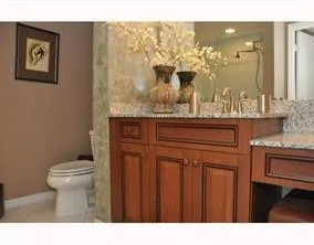 a bathroom with a toilet a sink and mirror