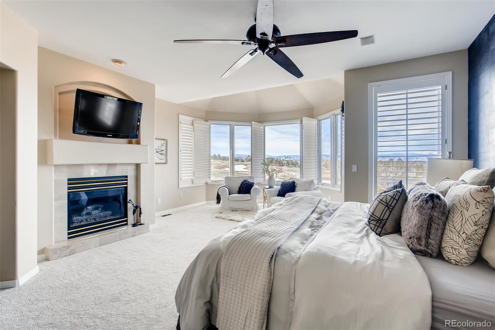 8618 Colonial Drive Lone Tree, CO 80124 - Photo 20 of 39 a bedroom with a bed and a flat screen tv