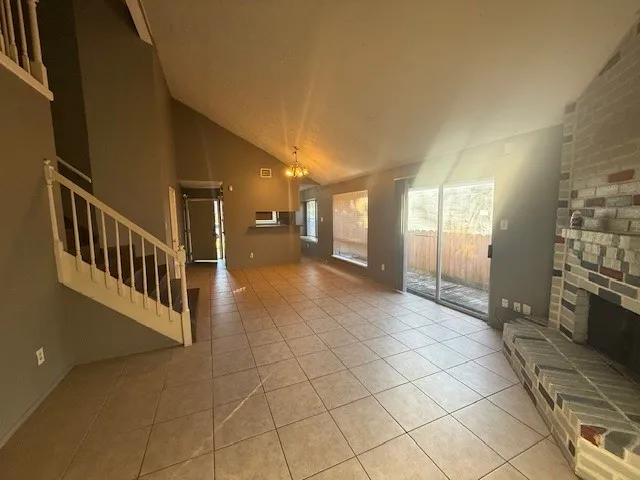 a view of a hallway with windows