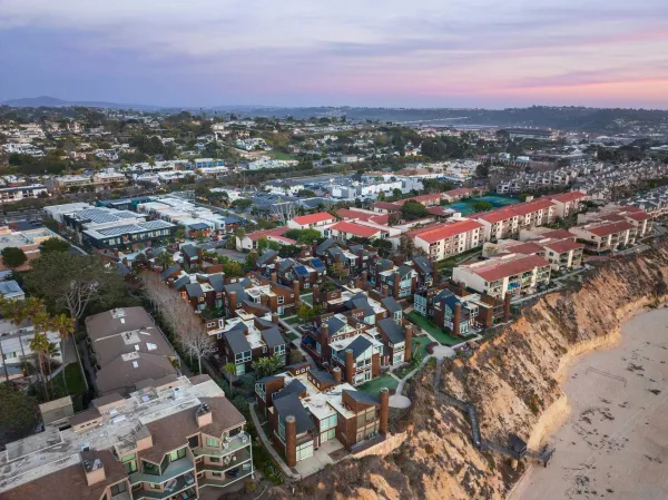 an aerial view of a city