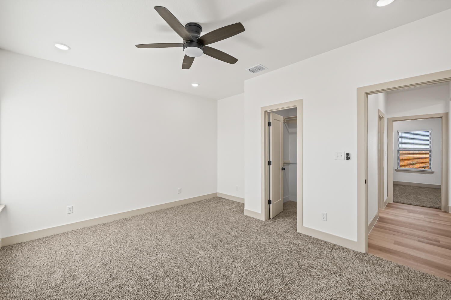 8412 North County Road 1300 Shallowater, TX 79363 - Photo 38 of 43 an empty room with closet and a ceiling fan