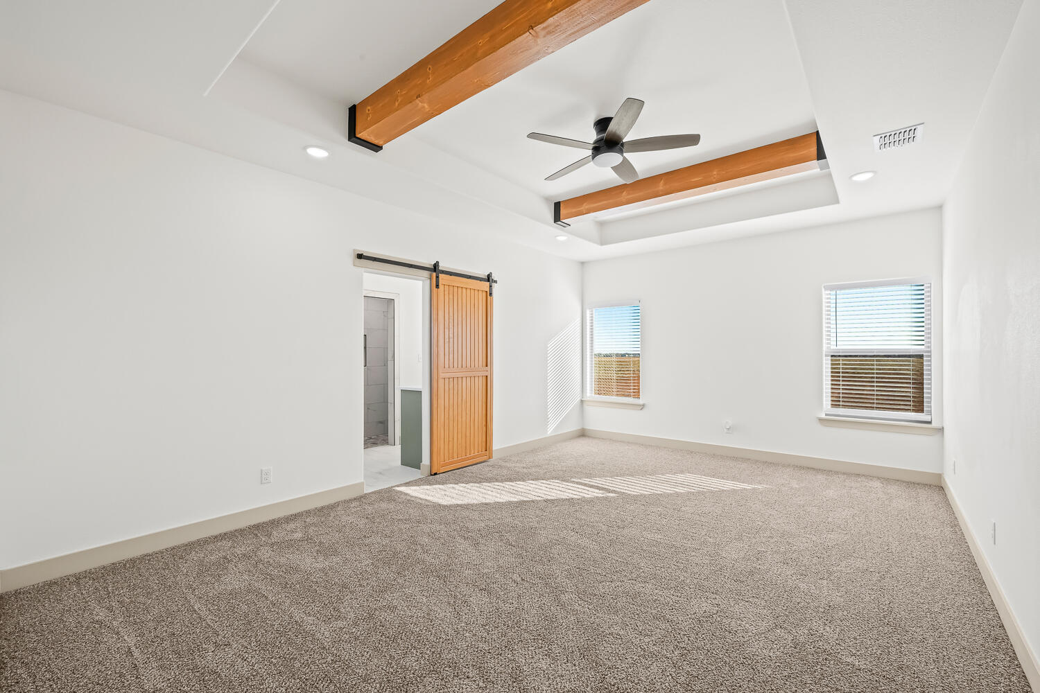 8412 North County Road 1300 Shallowater, TX 79363 - Photo 10 of 43 an empty room with windows and ceiling fan