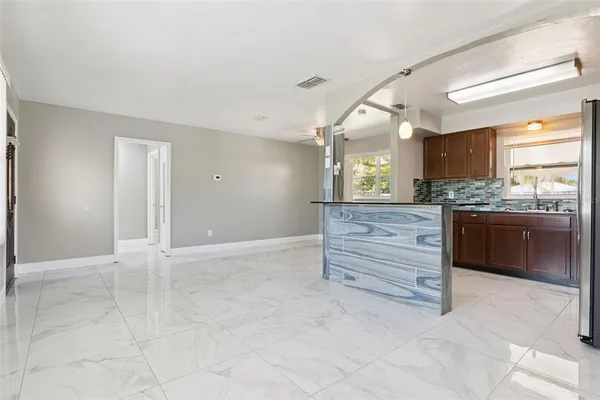 a view of a kitchen cabinets and counter space