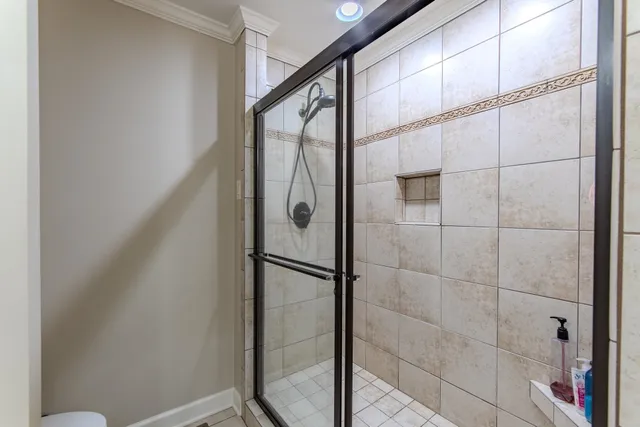 a bathroom with a shower