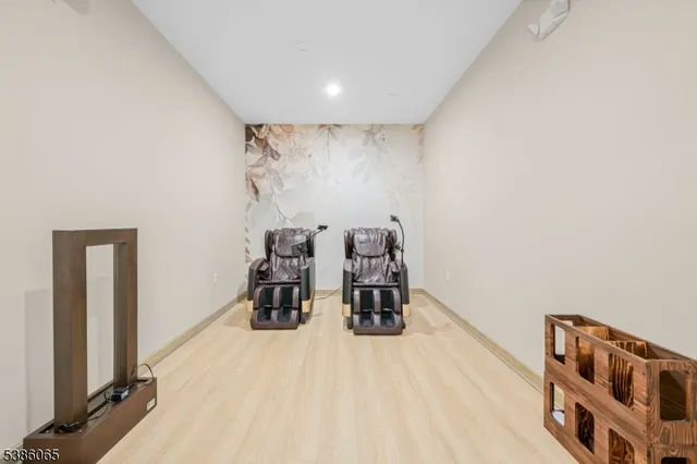 a view of a field with an trees