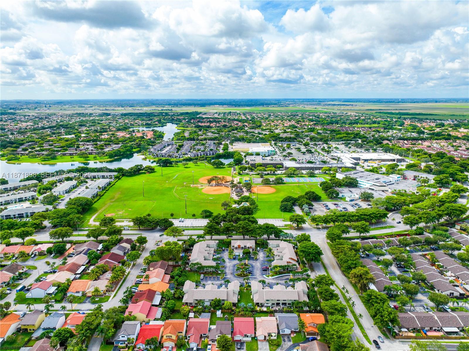 15166 Southwest 94th Terrace Miami, FL 33196 - Photo 80 of 83 an aerial view of residential houses with outdoor space and trees