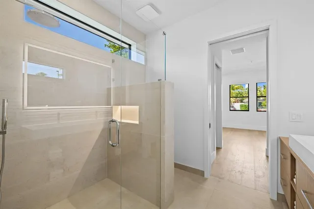 a bathroom with a shower