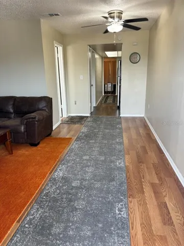 a view of a livingroom with a chandelier