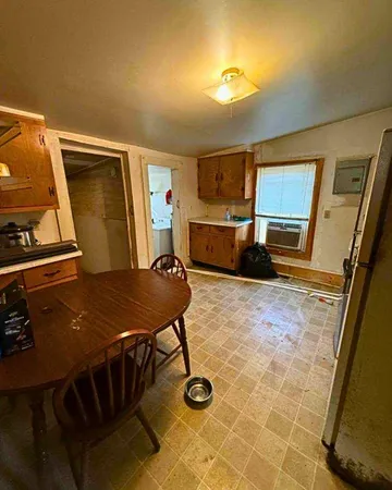 a living room with a table