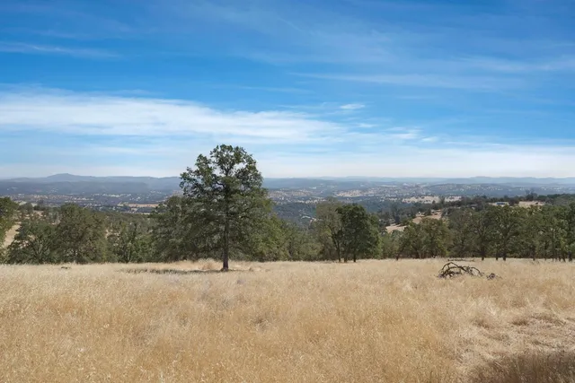 a view of a yard with a mountain