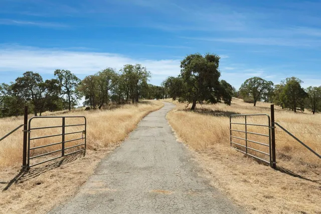a view of a pathway with a wrought fence