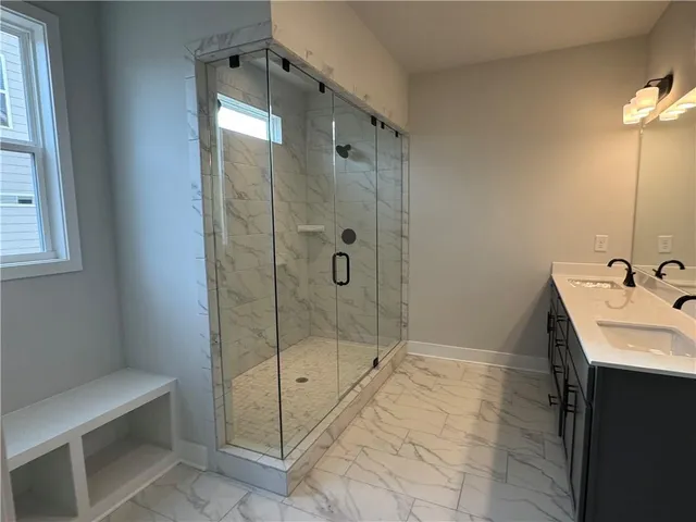 a bathroom with a shower