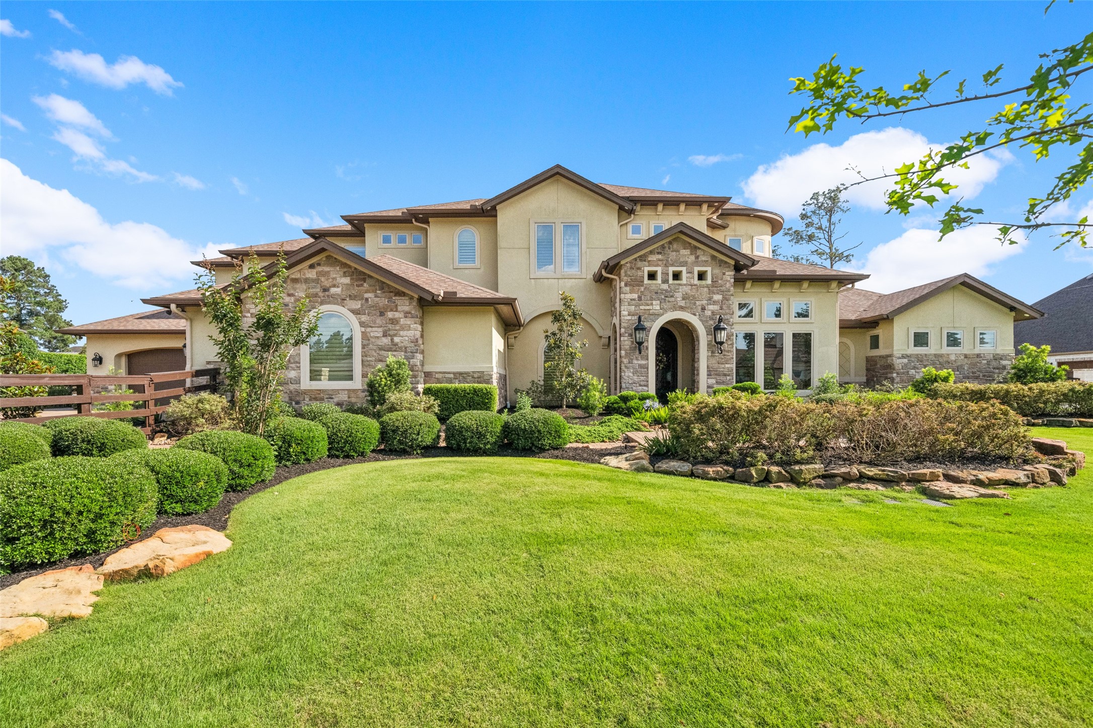 Carpet like Zoysia grass which is easy to maintain and stays a vibrant green color throughout the year