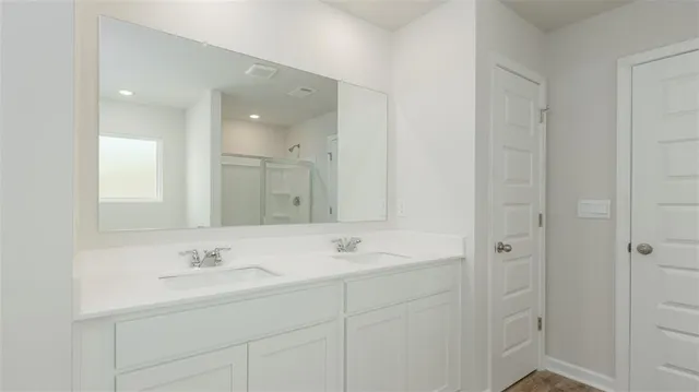 a view of hallway with shower