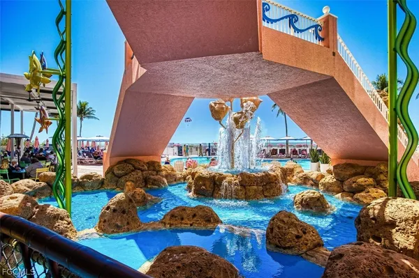 a view of a terrace with a bench