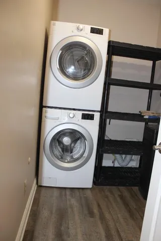 a utility room with dryer and washer