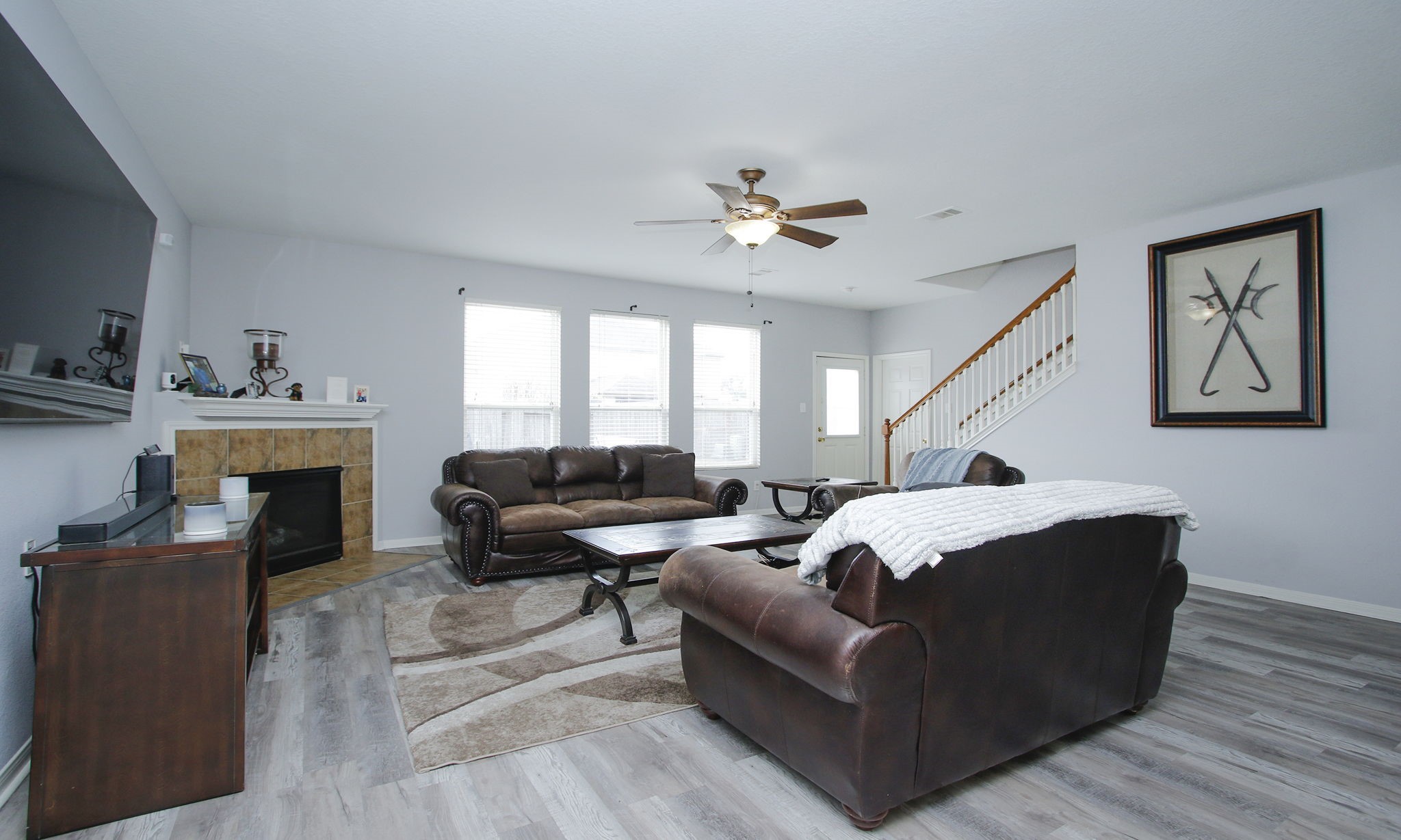1031 Spring Heights Drive Spring, TX 77373 - Photo 7 of 41 a living room with furniture and a fireplace