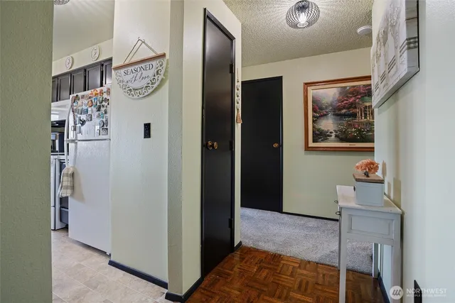 a view of a hallway with elevator