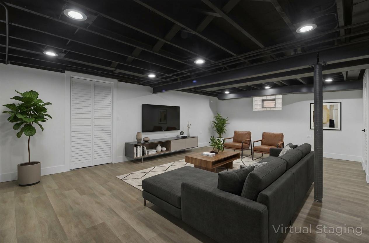7230 South Avers Avenue Chicago, IL 60629 - Photo 29 of 44 a living room with furniture a flat screen tv and a potted plant